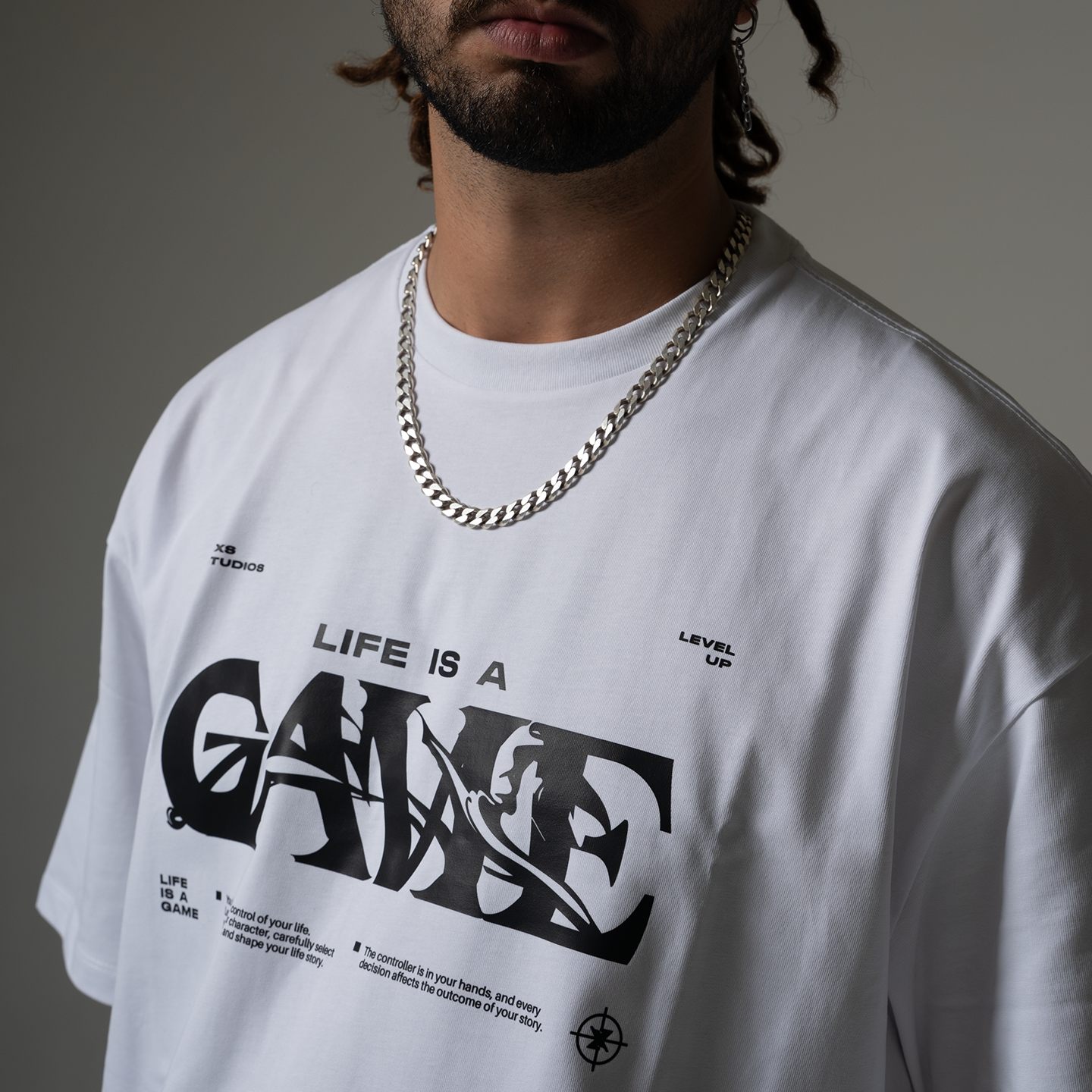 Life Is A Game Tee - White/Black