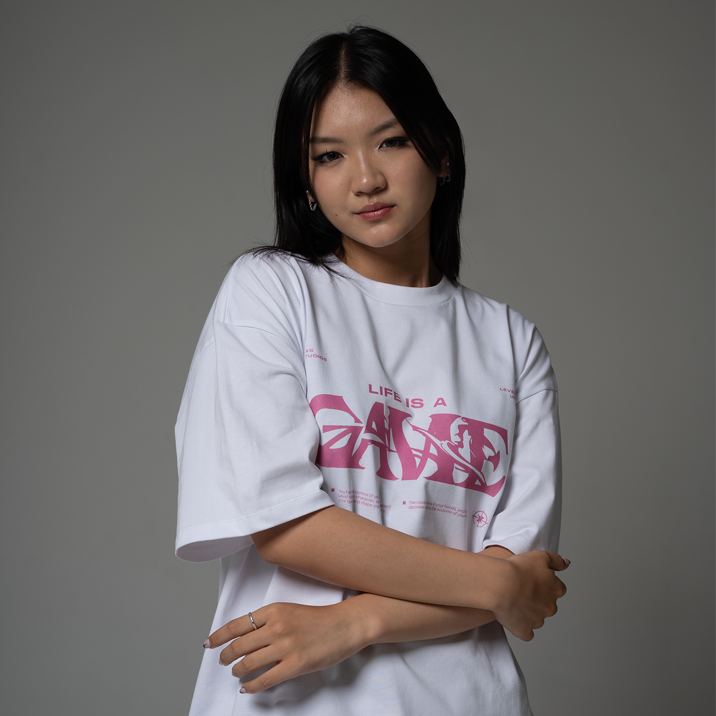 Life Is A Game Tee - White/Pink