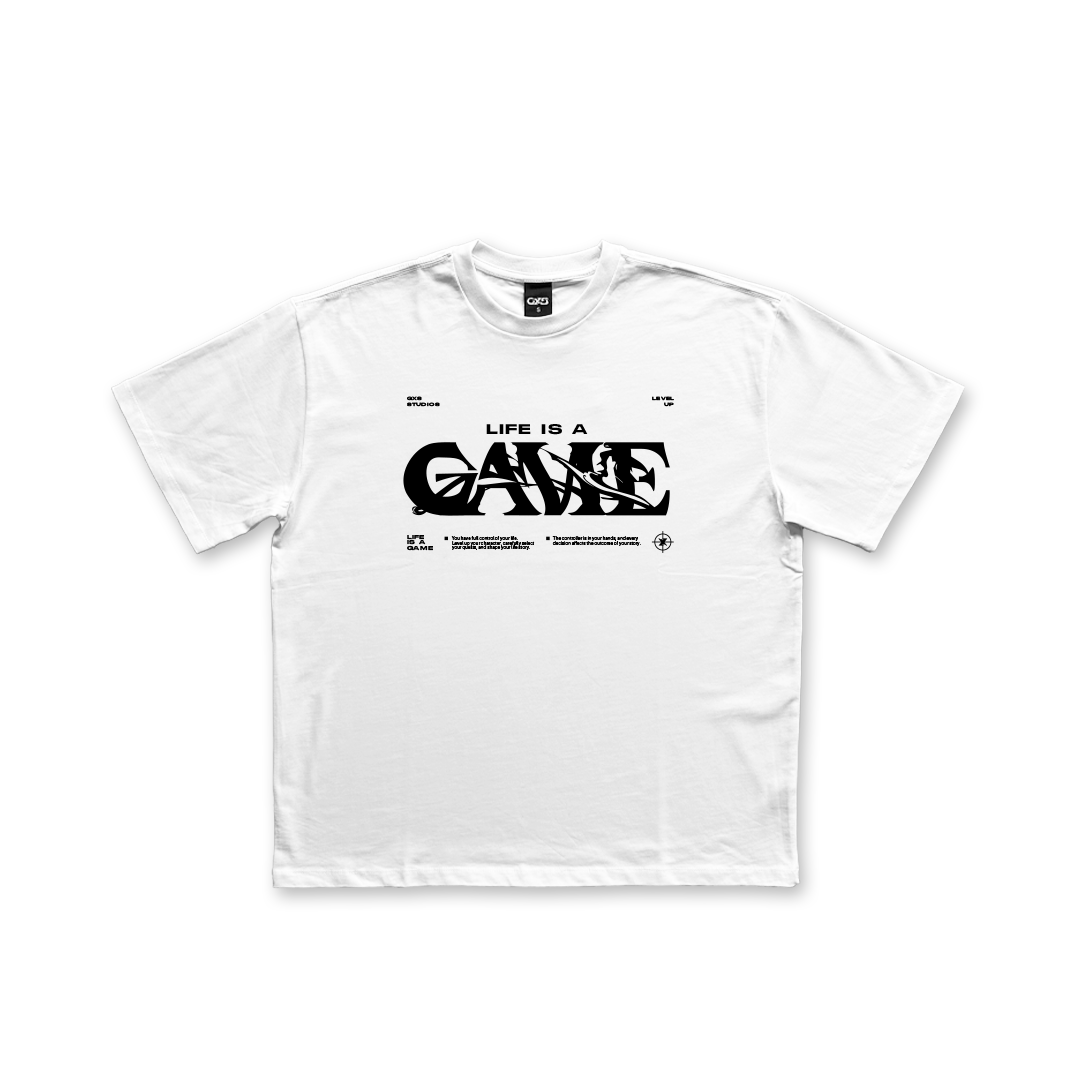 Life Is A Game Tee - White/Black